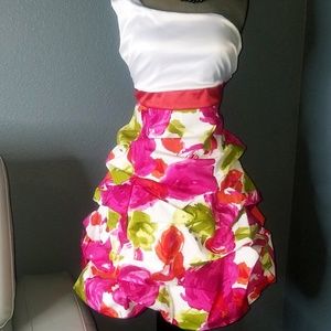 Bonnie jean size 7/8/16 one shoulder floral dress